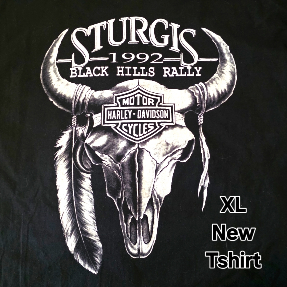 New 1992 Vintage Harley-Davidson Black Sturgis Rally Tshirt XL